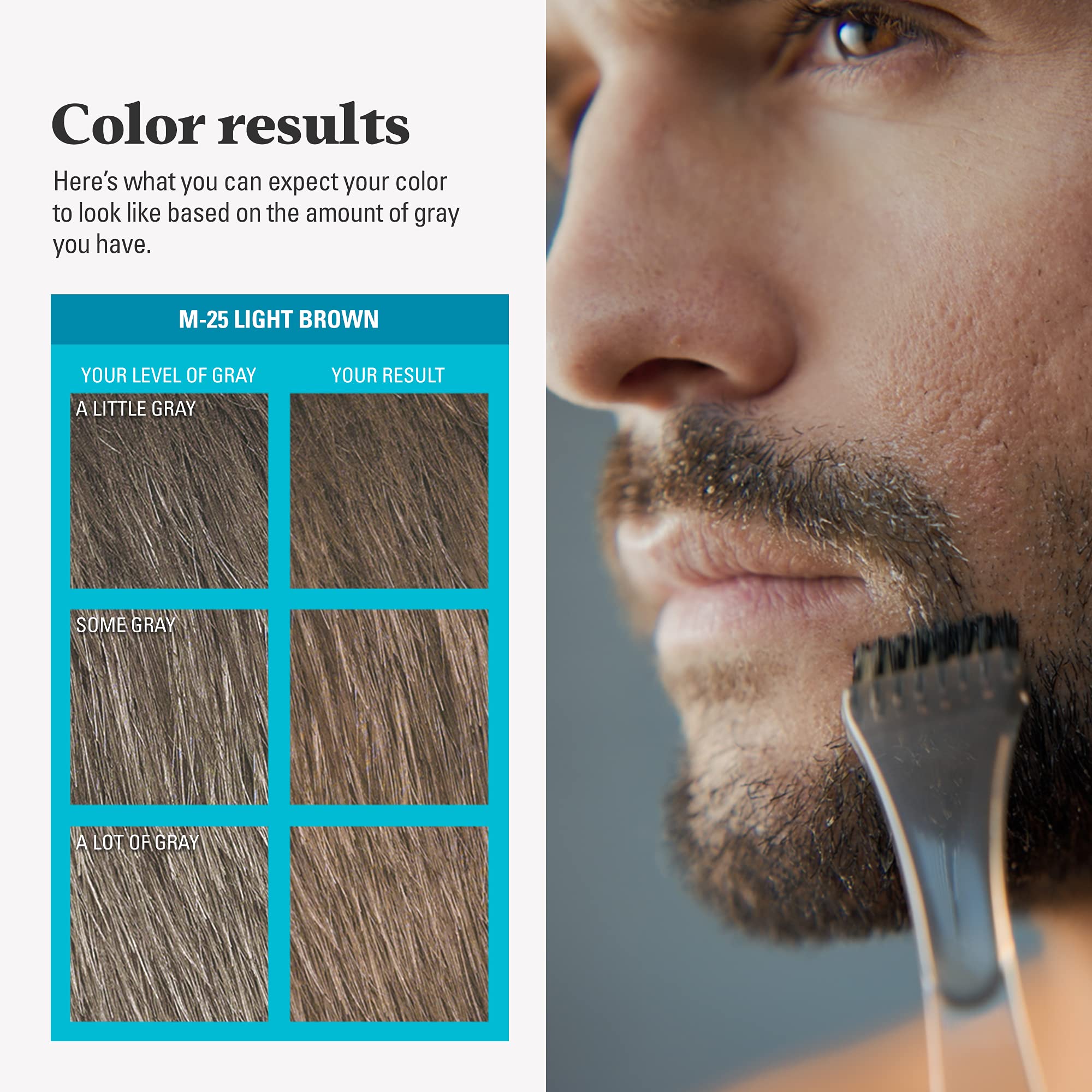 Just For Men box label close-up, showing ingredients and usage instructions