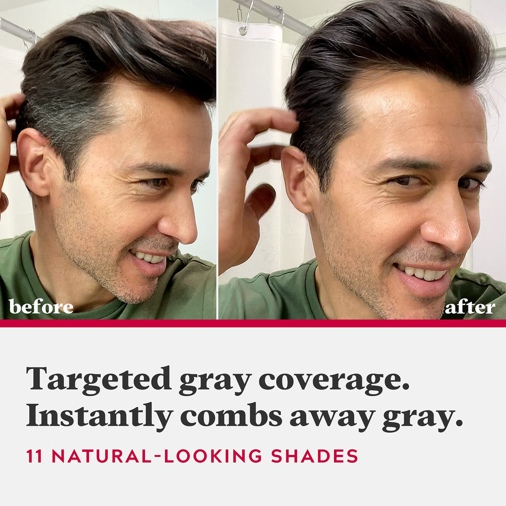 Just For Men comb applicator close-up illustrating twist-and-comb design for precise application