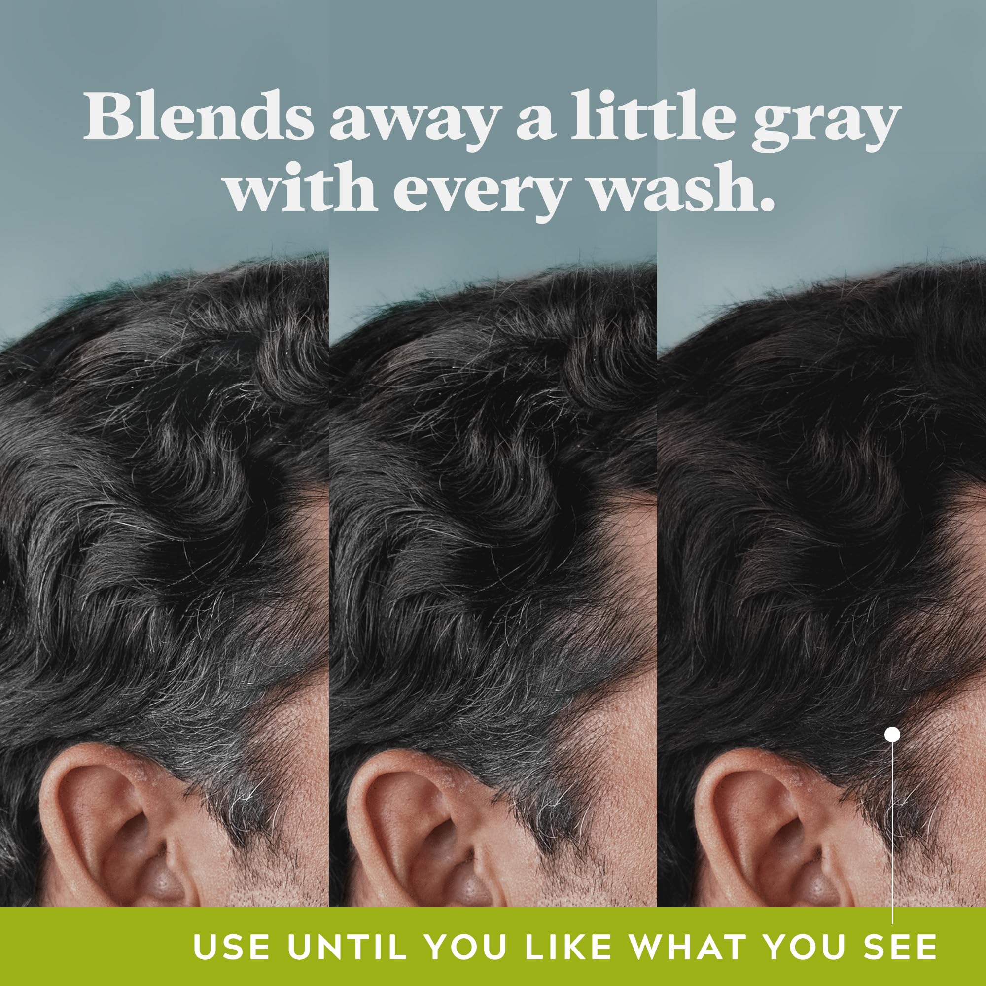 Just for Men Control GX before and after demonstrating gradual gray reduction