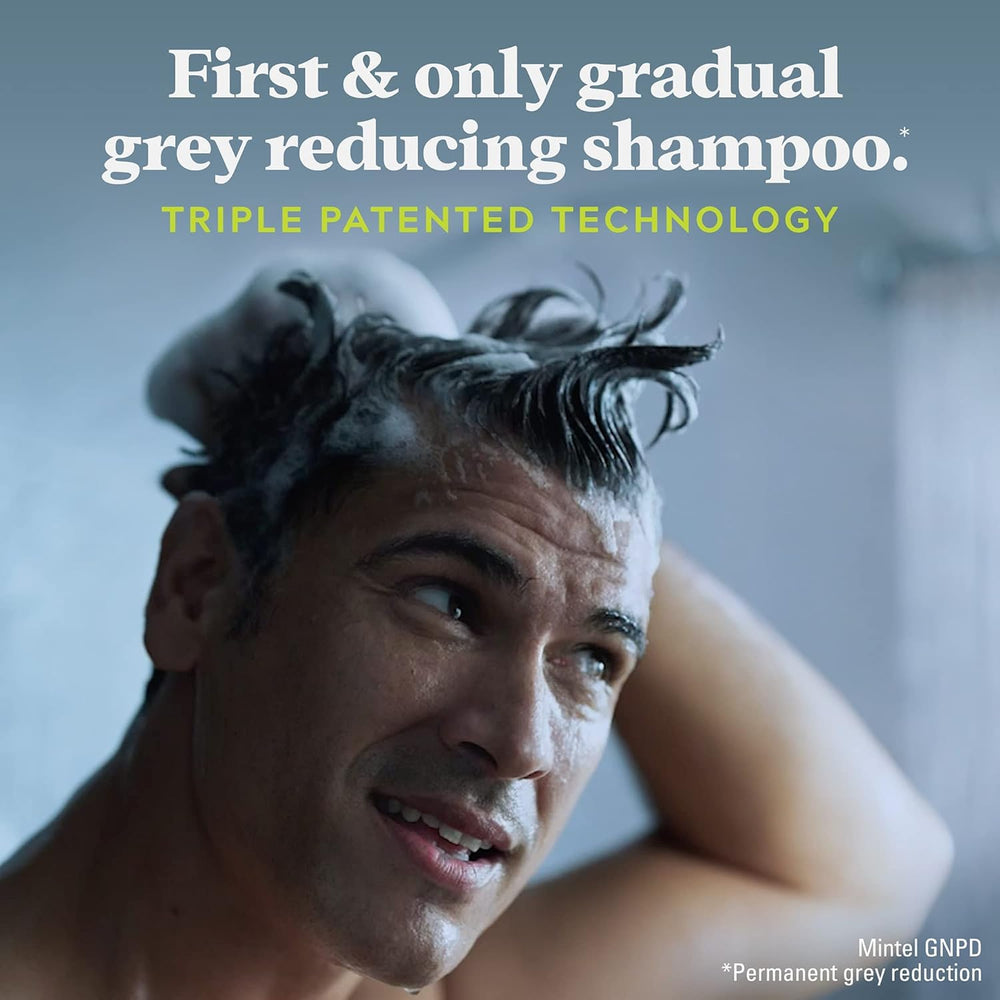 Just for Men label detail showing instructions and triple-patented formula benefits