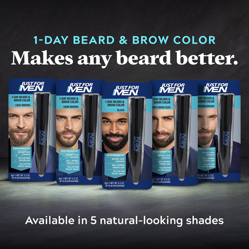 Just for Men being applied during morning routine for quick grooming benefit