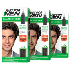 Just For Men front packaging showing Darkest Brown H-50 and product benefits
