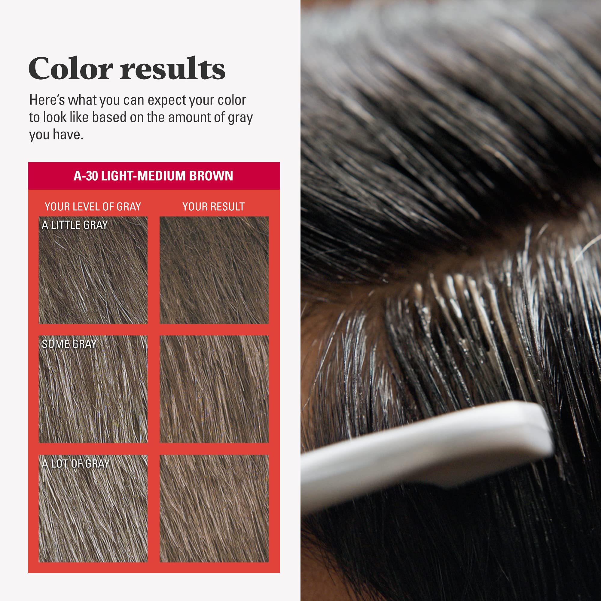 Just For Men after-results on male model showing natural light-medium brown coverage
