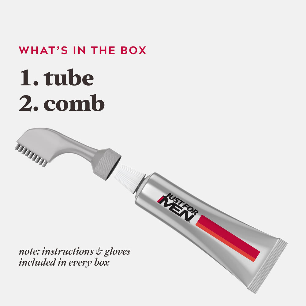 Just For Men hair texture after coloring showing natural-looking medium brown and fuller appearance
