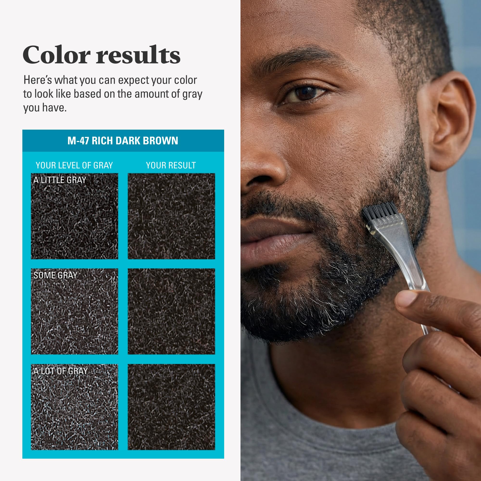 Just For Men ingredients label highlighting keratin, biotin, and aloe benefits