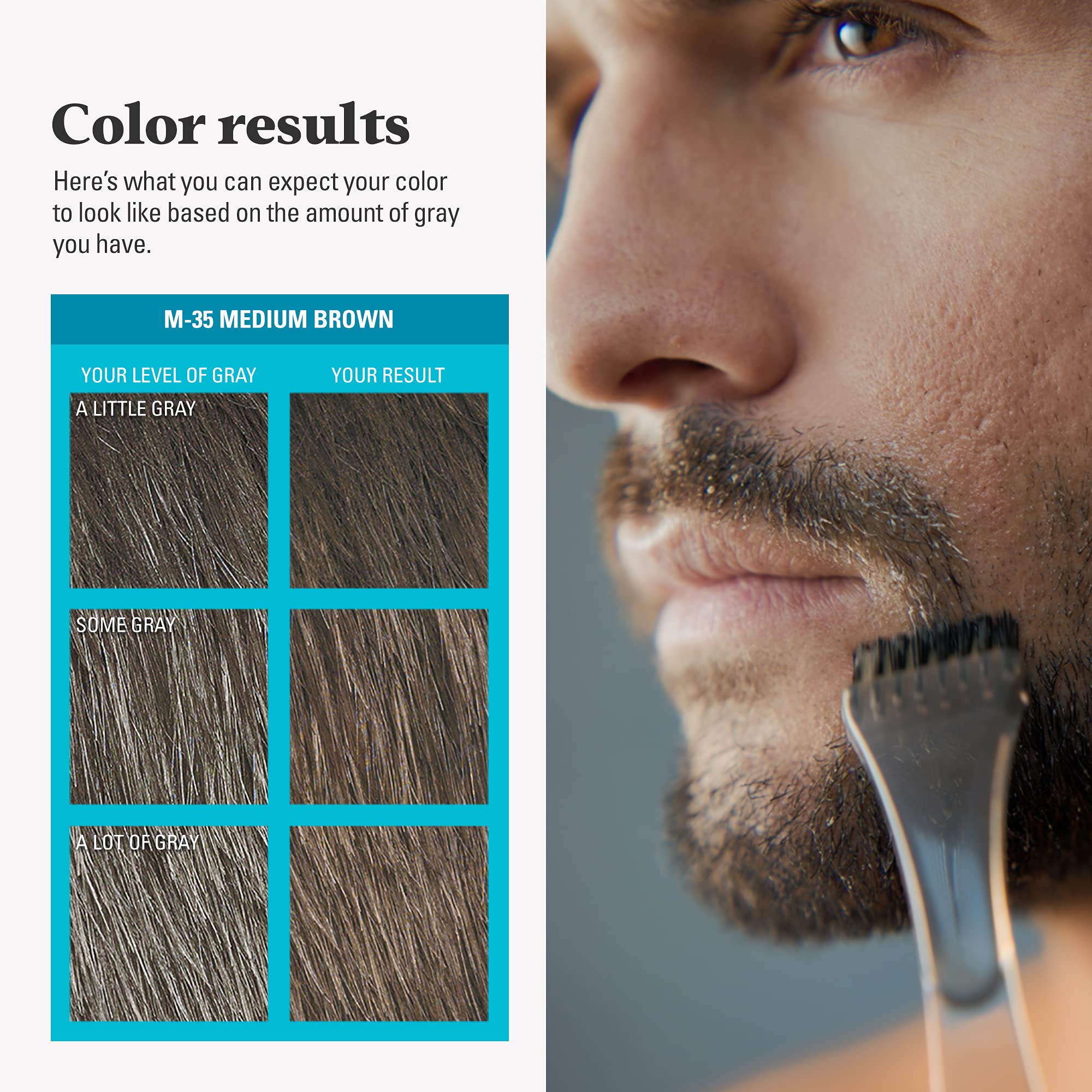 Just For Men lifestyle photo of groomed man with conditioned medium brown beard