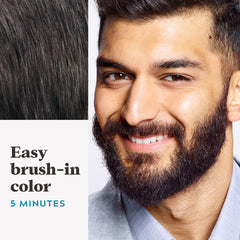 Just For Men before and after beard photo showing fuller, evenly colored facial hair