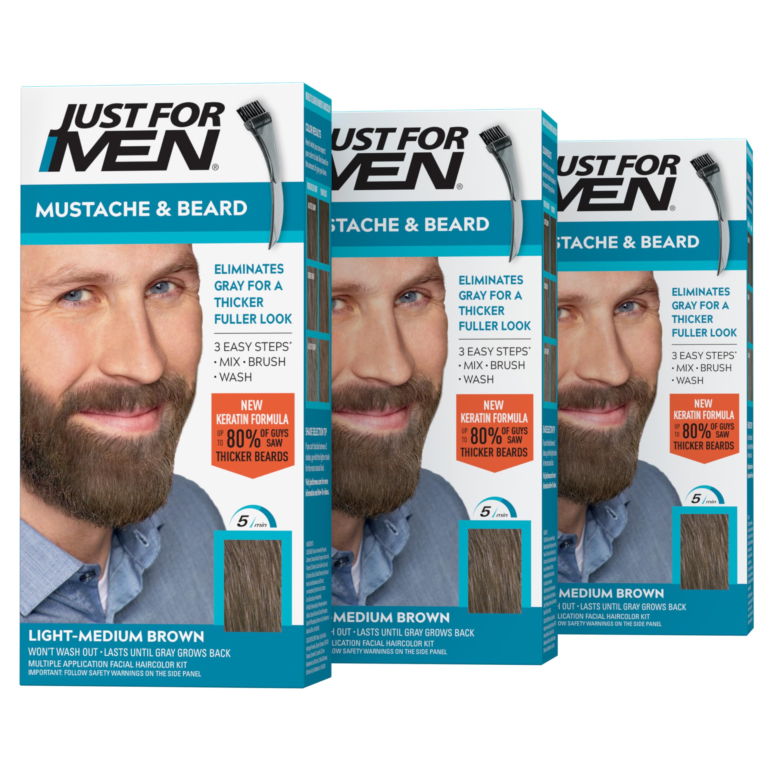 Just For Men product front packaging showing three M-30 boxes and brand benefit