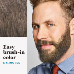 Just For Men before and after facial hair photo showing reduced gray and fuller look