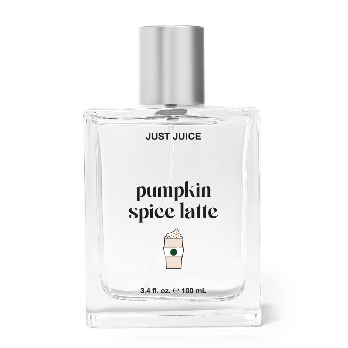 Just Juice bottle front view showing warm pumpkin spice fragrance benefits