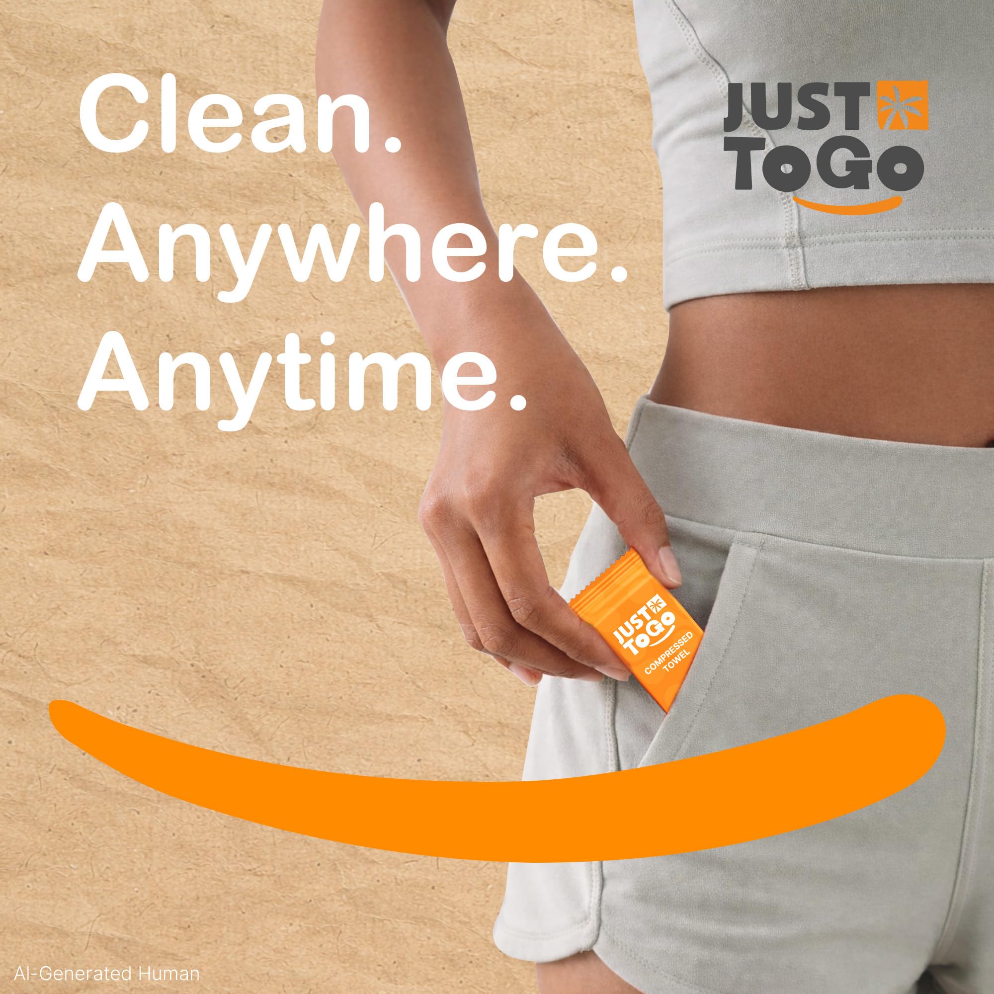 JUST TO GO towel in hand for size reference and portability