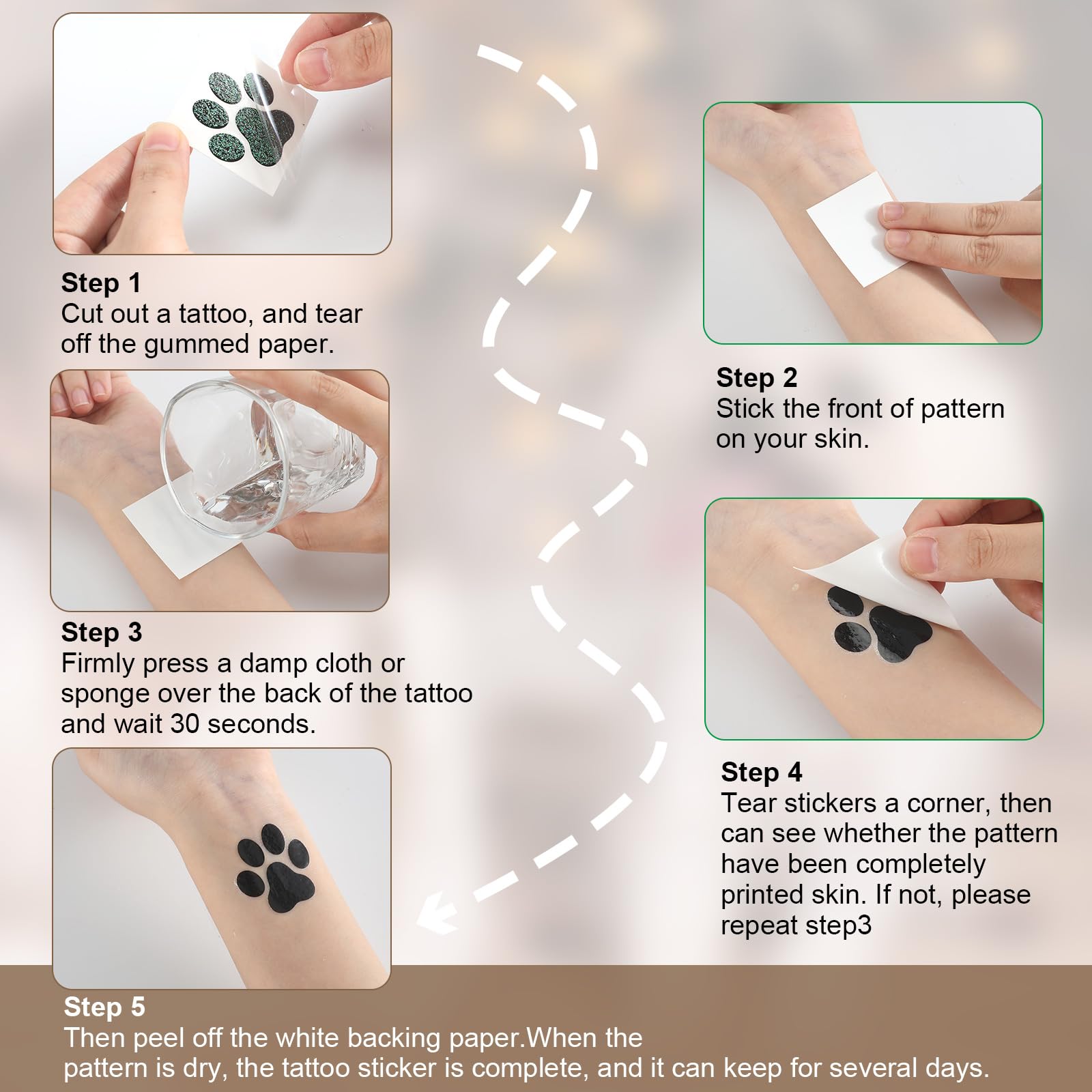 Jutom application step being wet and pressed for quick, simple transfer onto skin