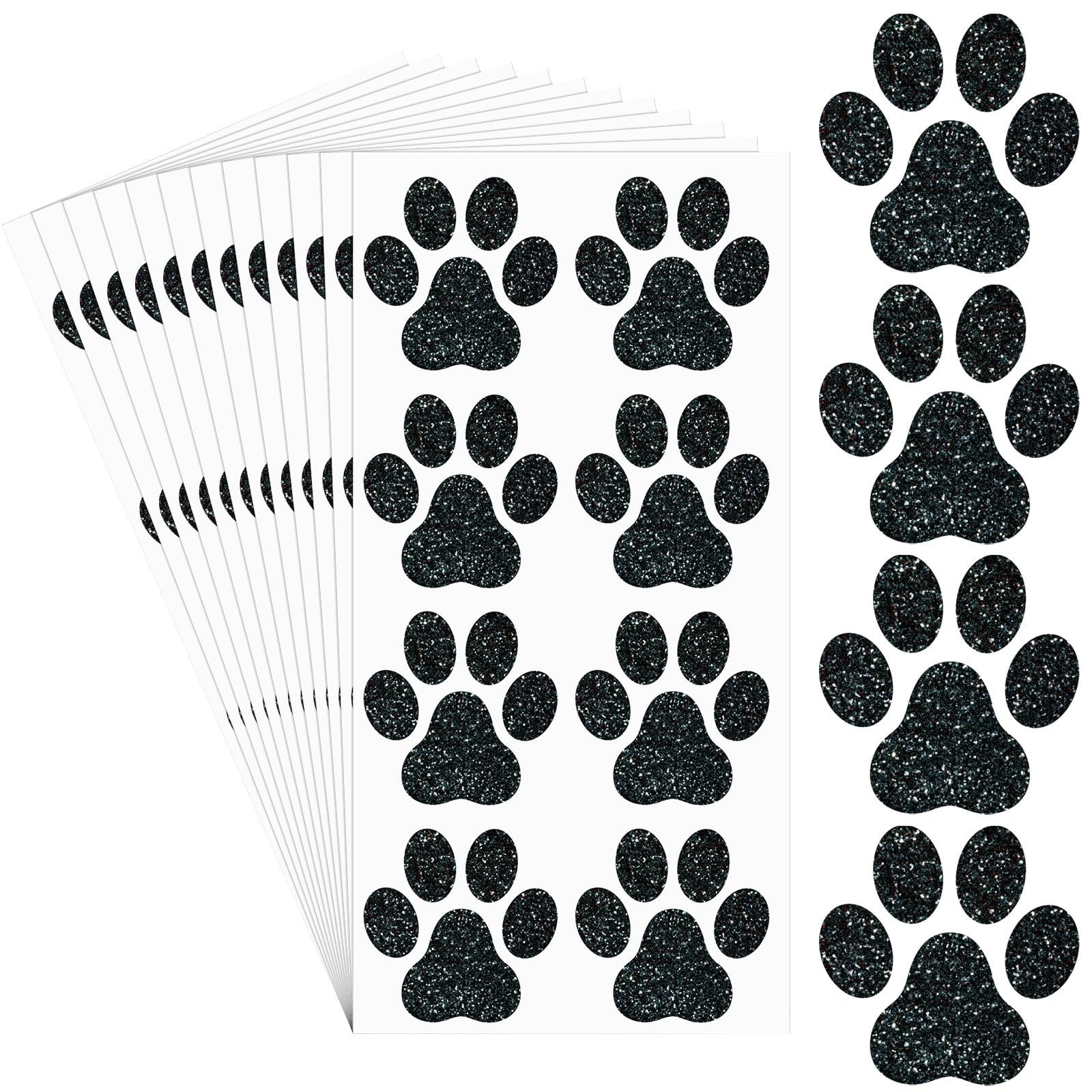 Jutom front sheet packaging showing 30 sheets and black glitter paws for easy party use