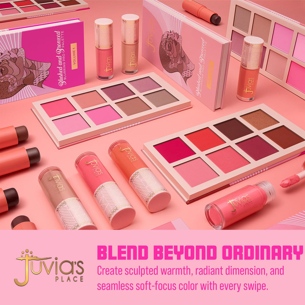 Juvia's Place mirror and outer packaging emphasize travel-ready design and convenience