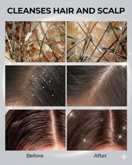 JVR scalp scrub being applied in shower to demonstrate cleansing action