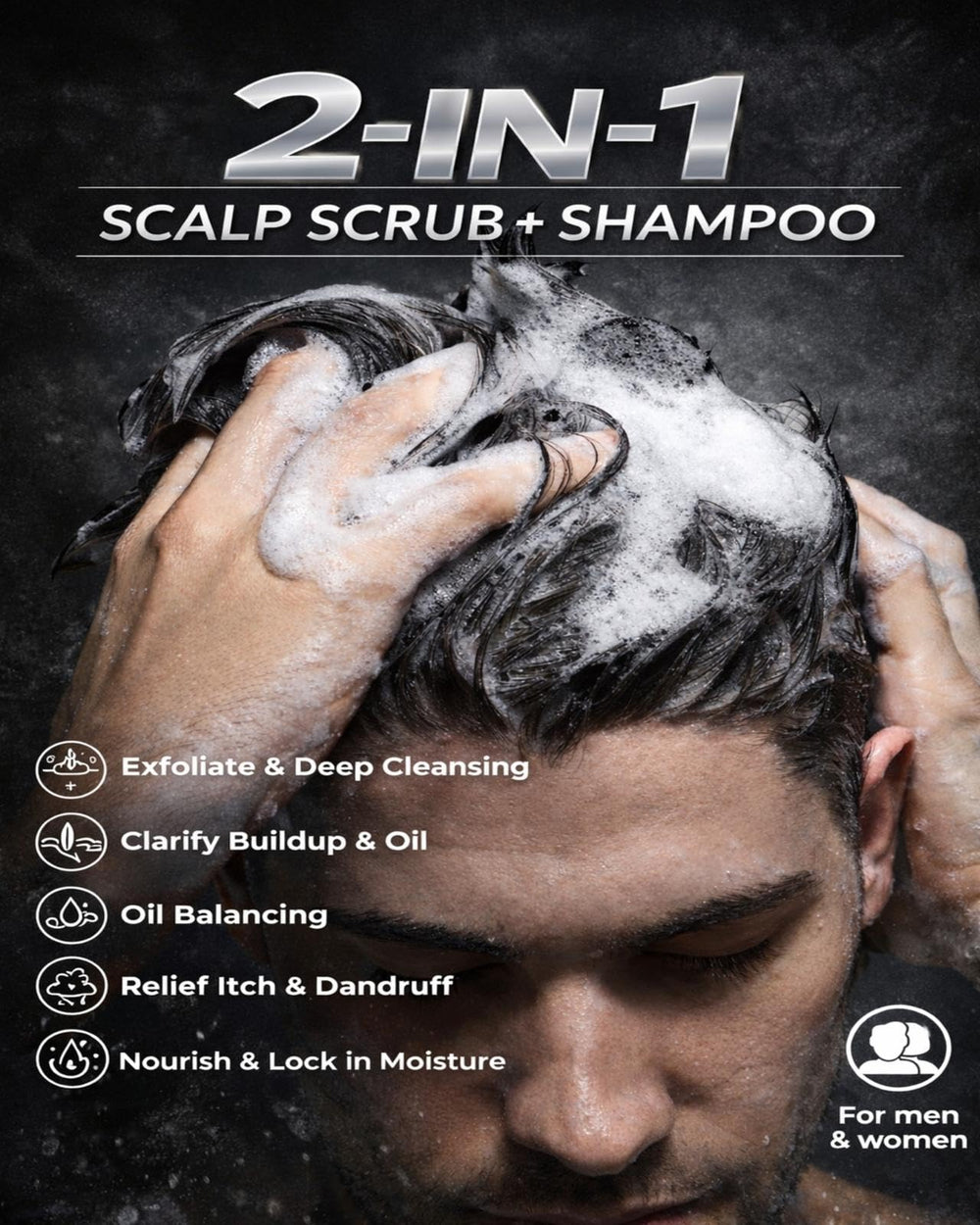 JVR scalp scrub whipped charcoal texture highlighting gentle exfoliation