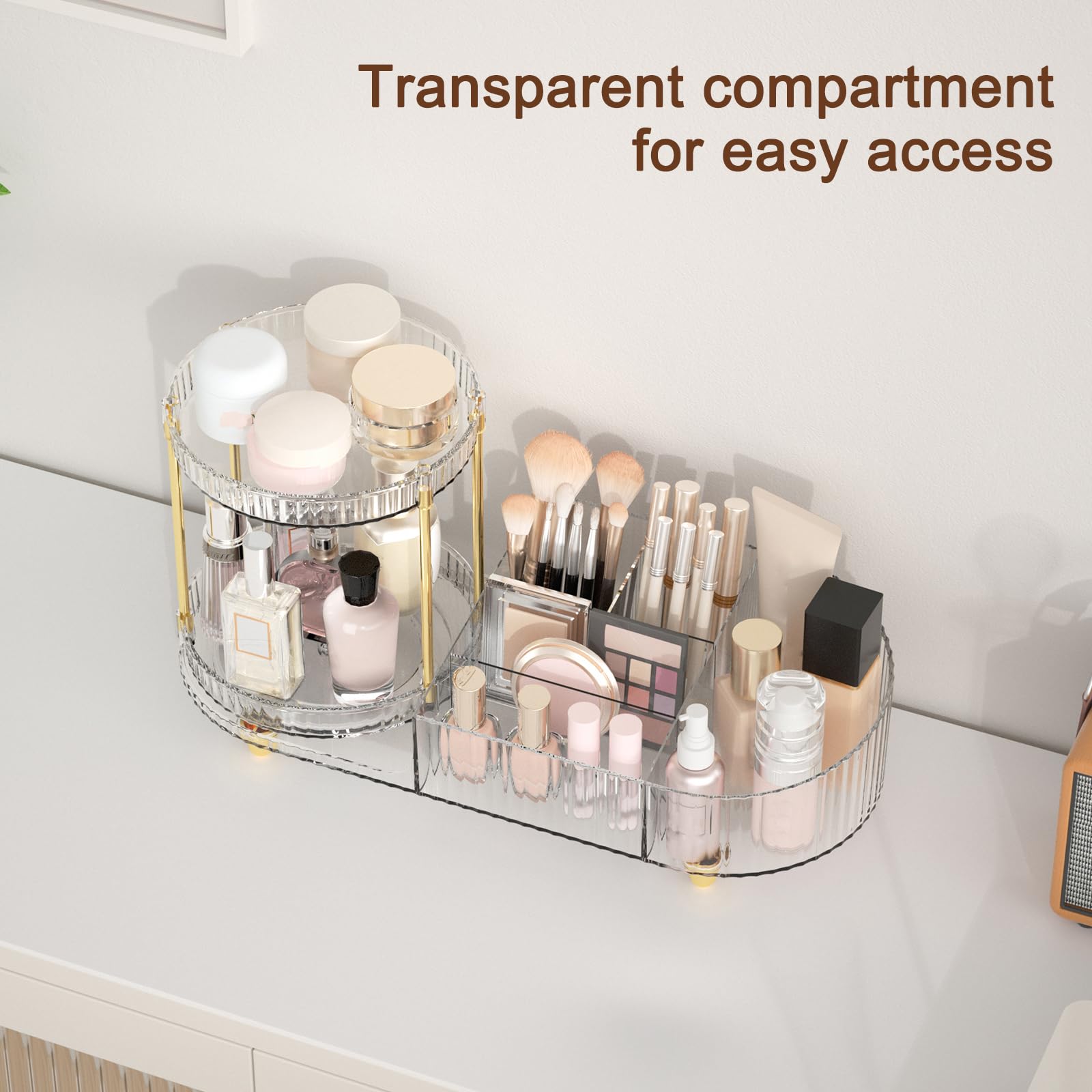 Jywantful compartment with brushes and lipsticks keeps tools upright and organized