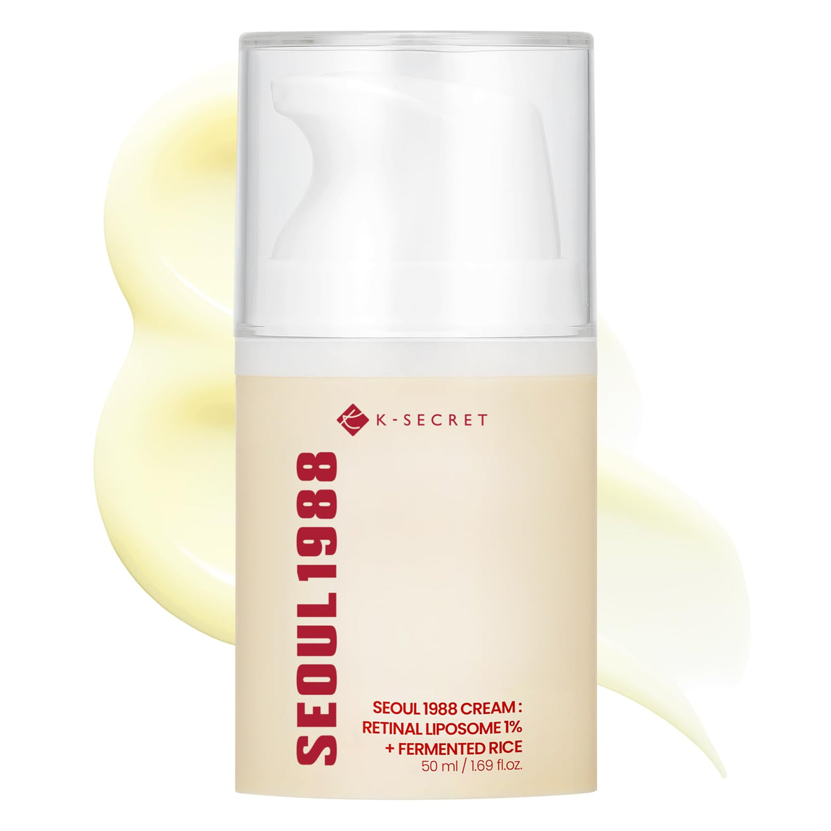 K-SECRET front jar view showing sleek packaging and nightly retinal benefit