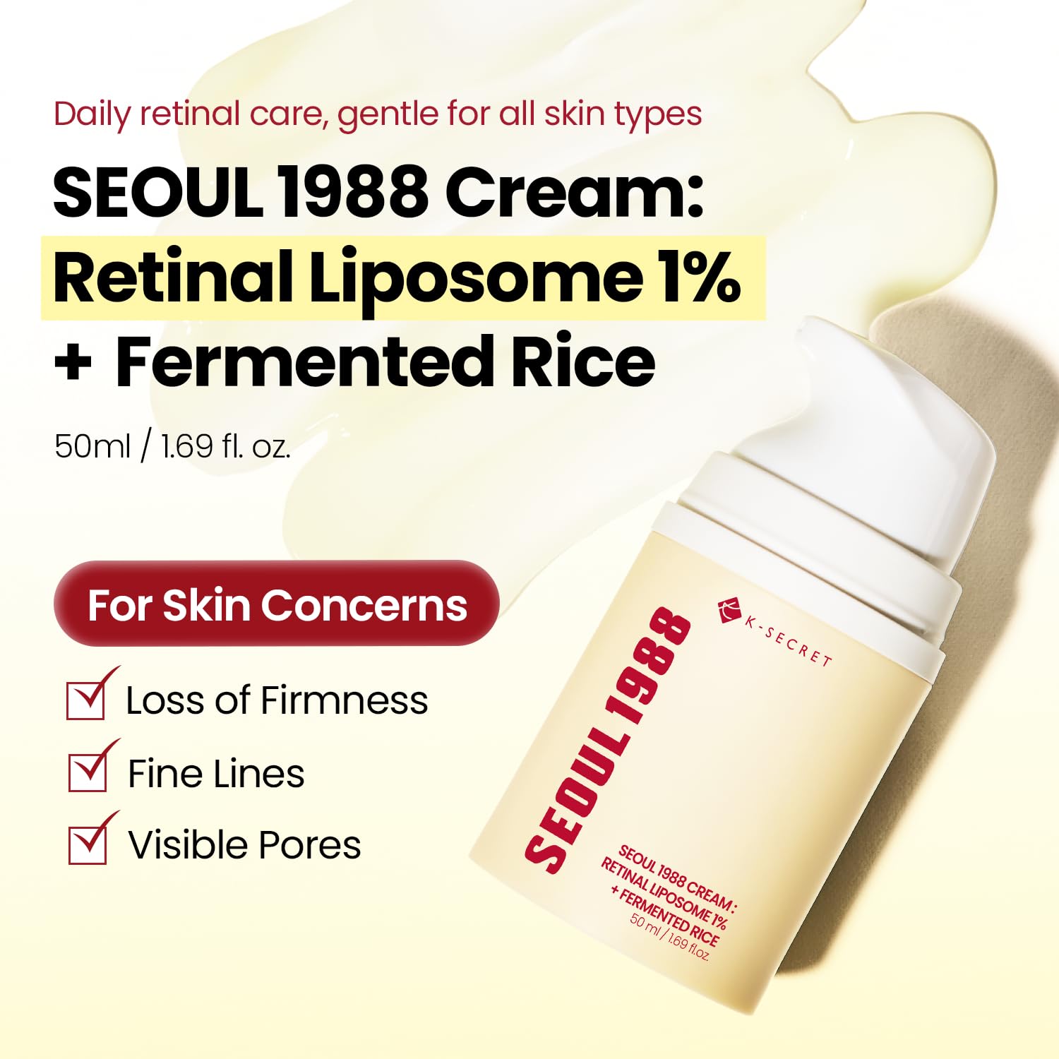 K-SECRET close-up of cream texture revealing smooth spreadability benefit