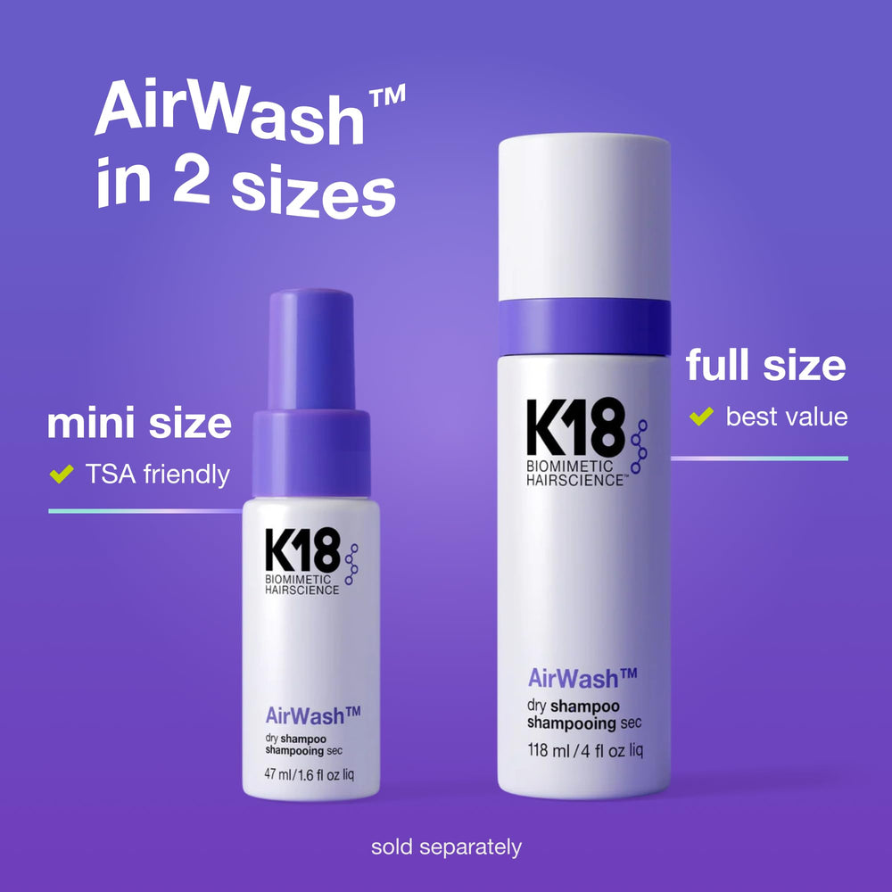K18 AirWash in bathroom scene suggesting quick morning refresh