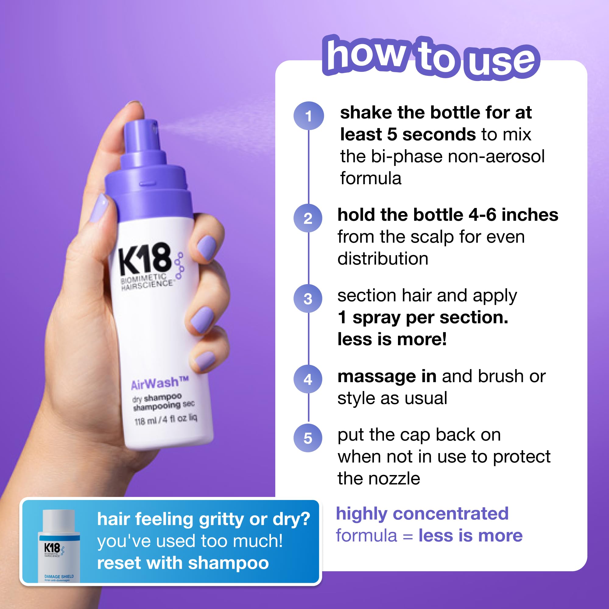 K18 AirWash texture close-up showing microbeads that absorb oil