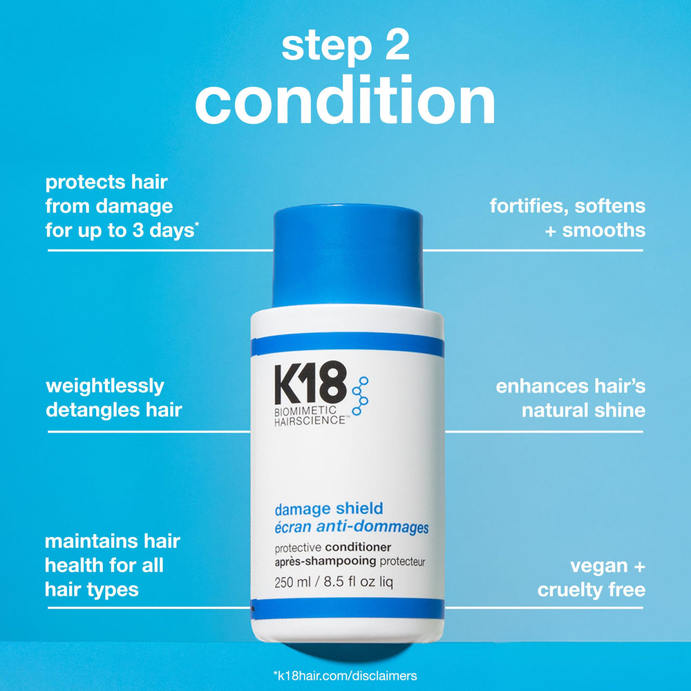 K18 set in use under shower illustrating protective daily washing routine
