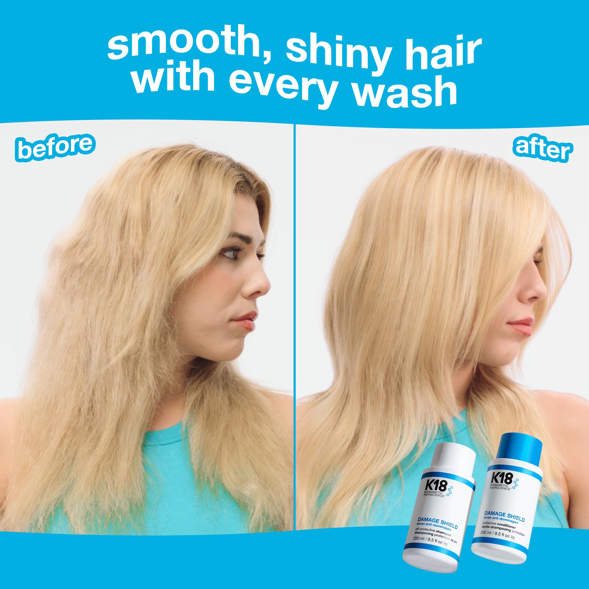 K18 bottles in hand to show full-size scale and salon-quality value