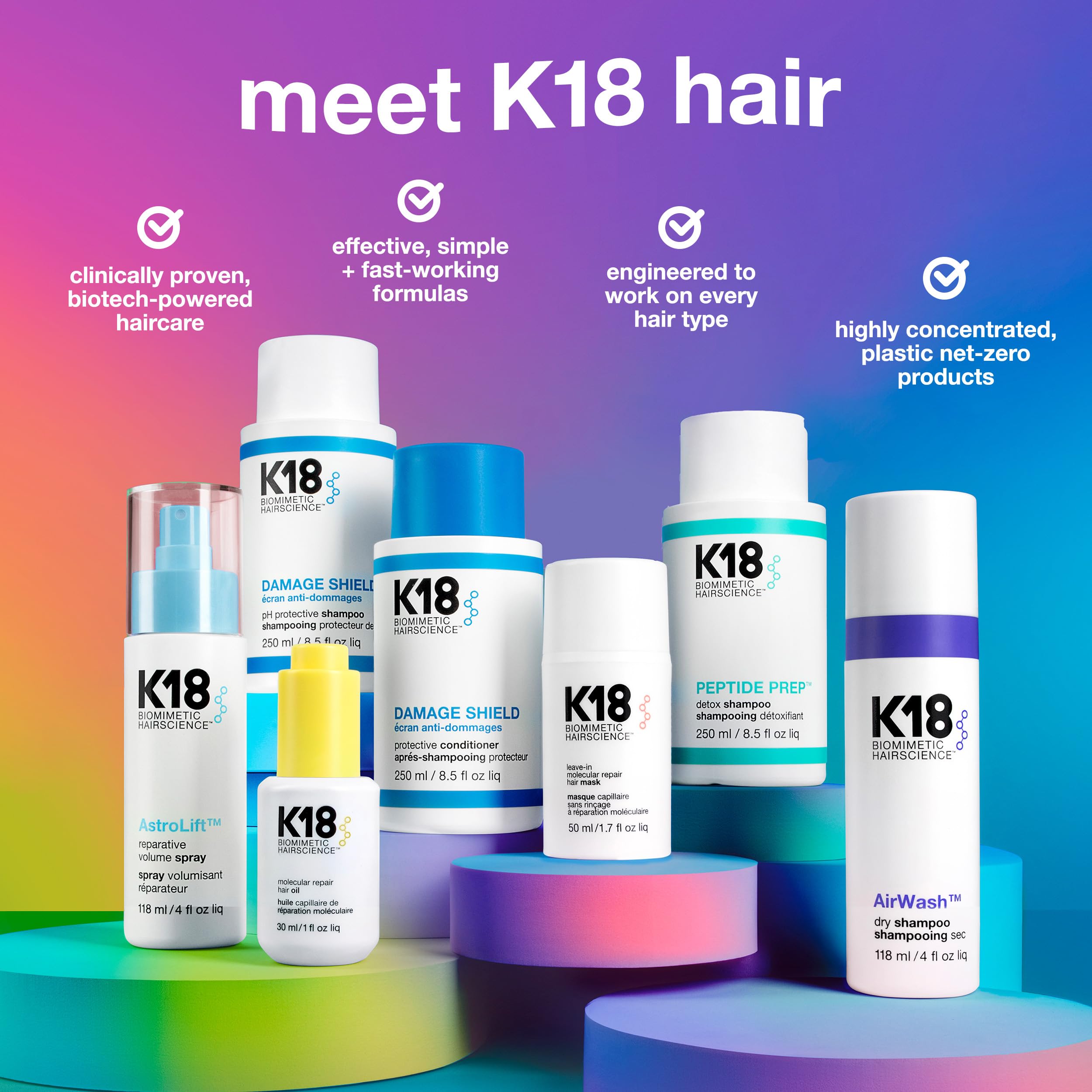 K18 shampoo on bathroom shelf staged for salon-quality at-home routine