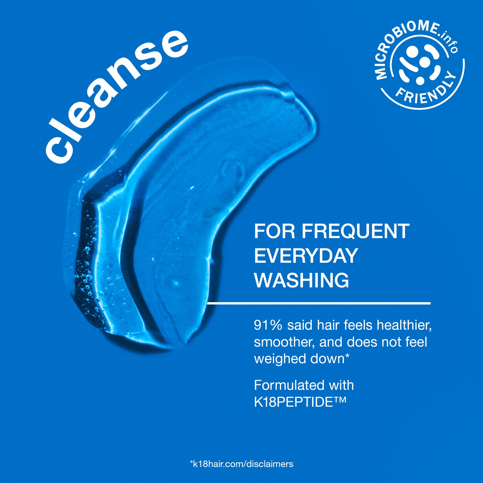 K18 shampoo foam texture demonstrating gentle lather and effective cleanse