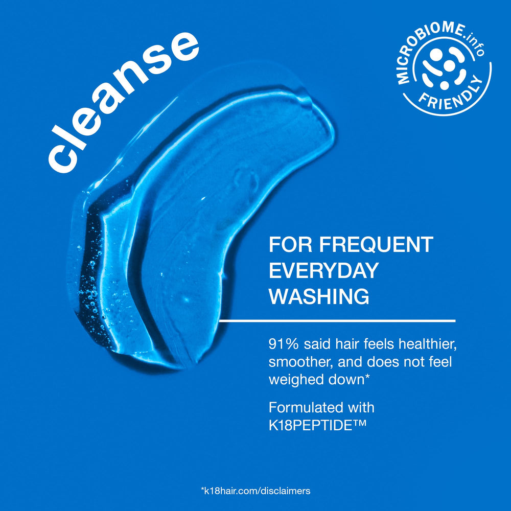 K18 shampoo foam texture demonstrating gentle lather and effective cleanse