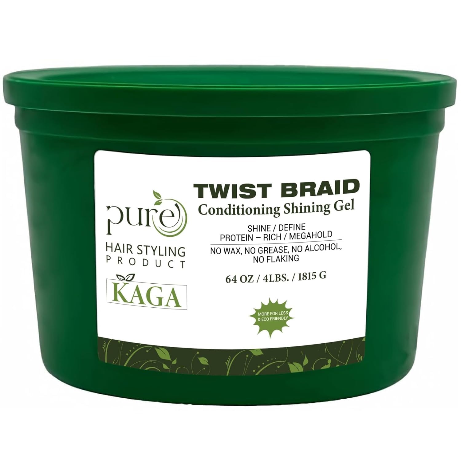 KAGA 64oz front jar showing product packaging and professional size benefit
