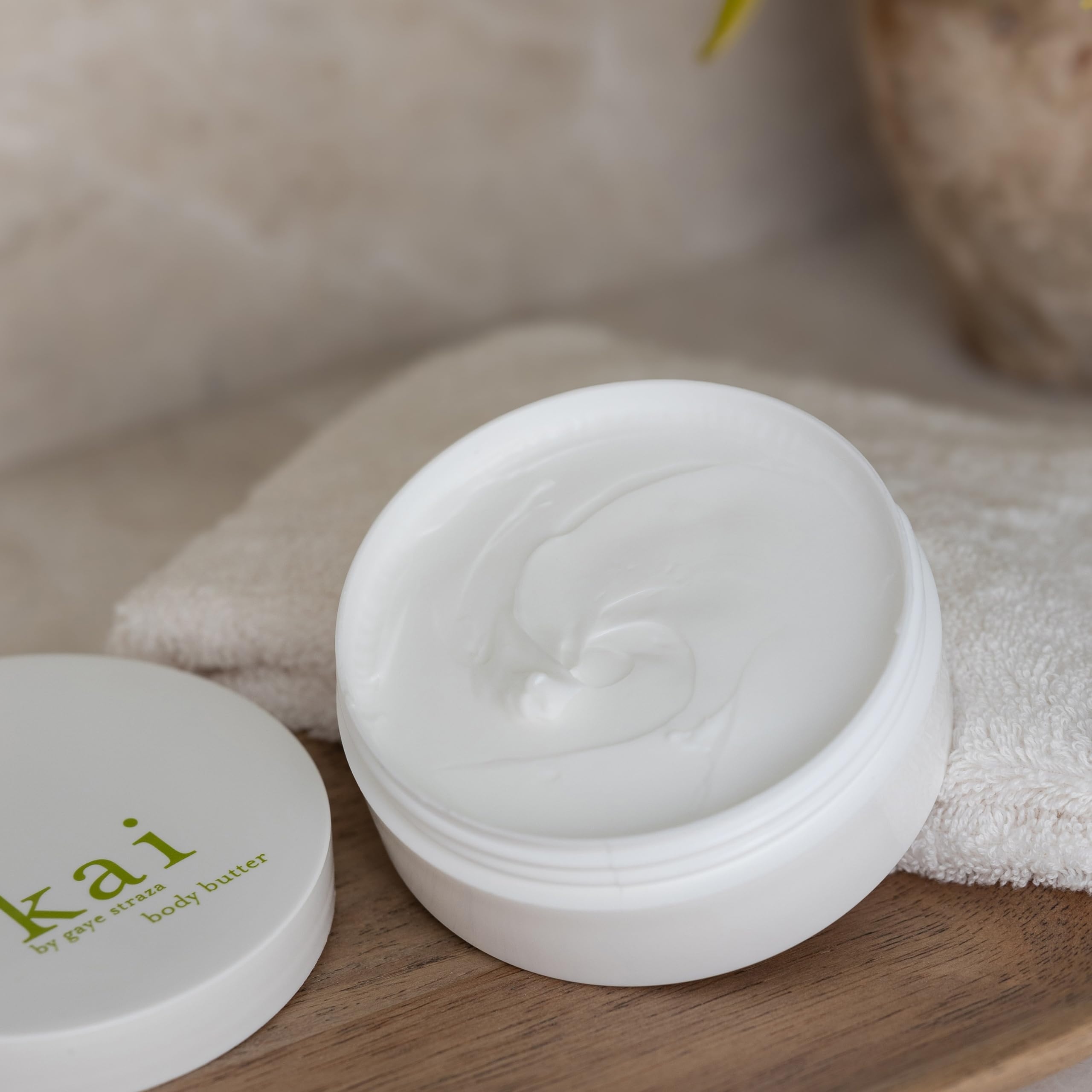 kai body butter ingredients display with shea and apricot for nourishment