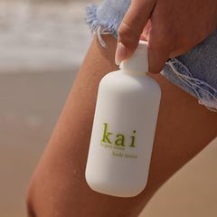 kai lotion spread on forearm demonstrating nourishing feel and non-greasy finish