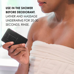 Kaia Naturals bar lathered in palm demonstrating gentle foam and cleansing benefit