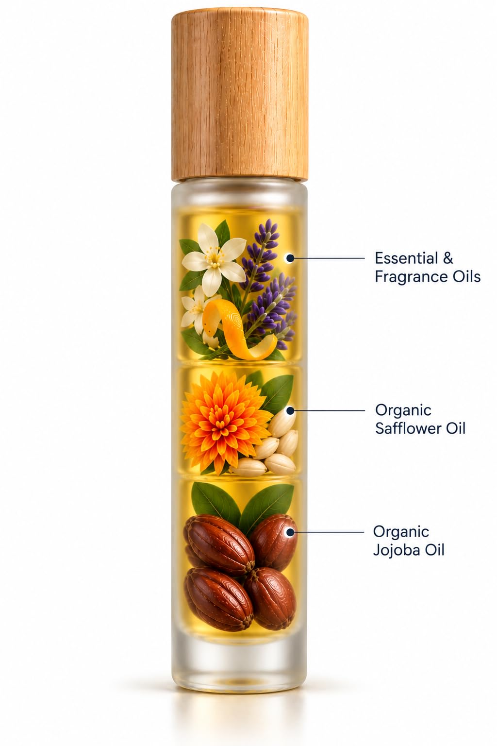 Kailuna Co. Bleu oil texture drops on skin highlighting moisturizing carrier oils