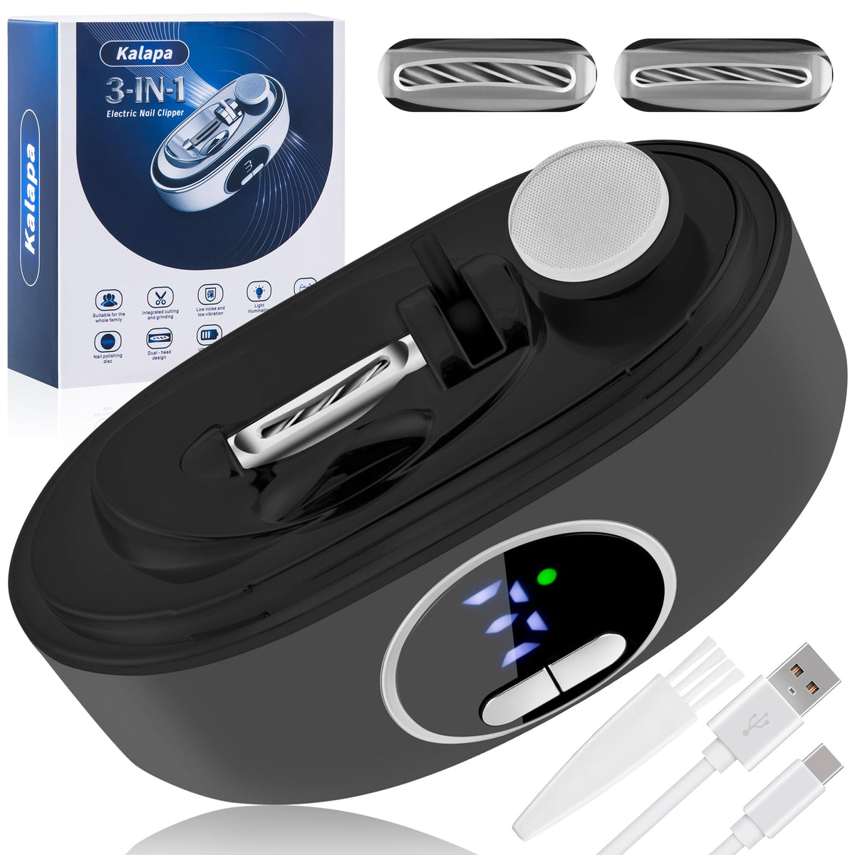 Kalapa front view of electric trimmer showing compact design and controls, improved convenience