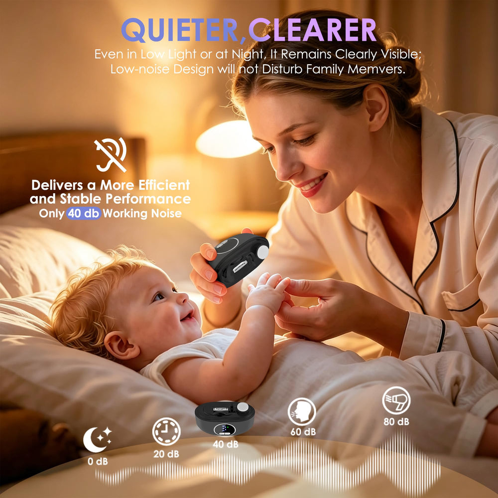 Kalapa device trimming a child’s nail with LED light, safe gentle grooming