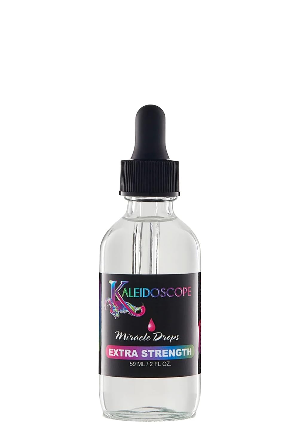 Kaleidoscope Hair Products front bottle showing extra strength label and quick application benefit