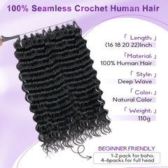 Kamilhair close-up of deep wave texture, displays soft realistic movement