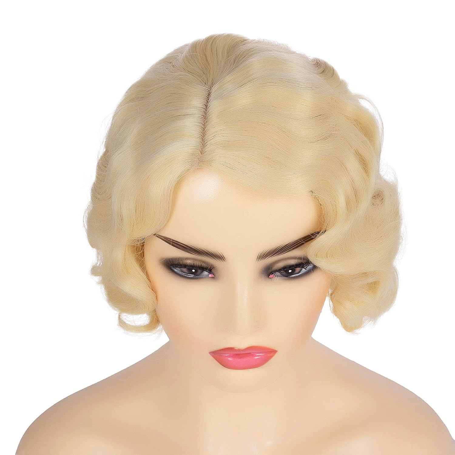 Kaneles wig styled on mannequin ready for vintage costume use and convenience