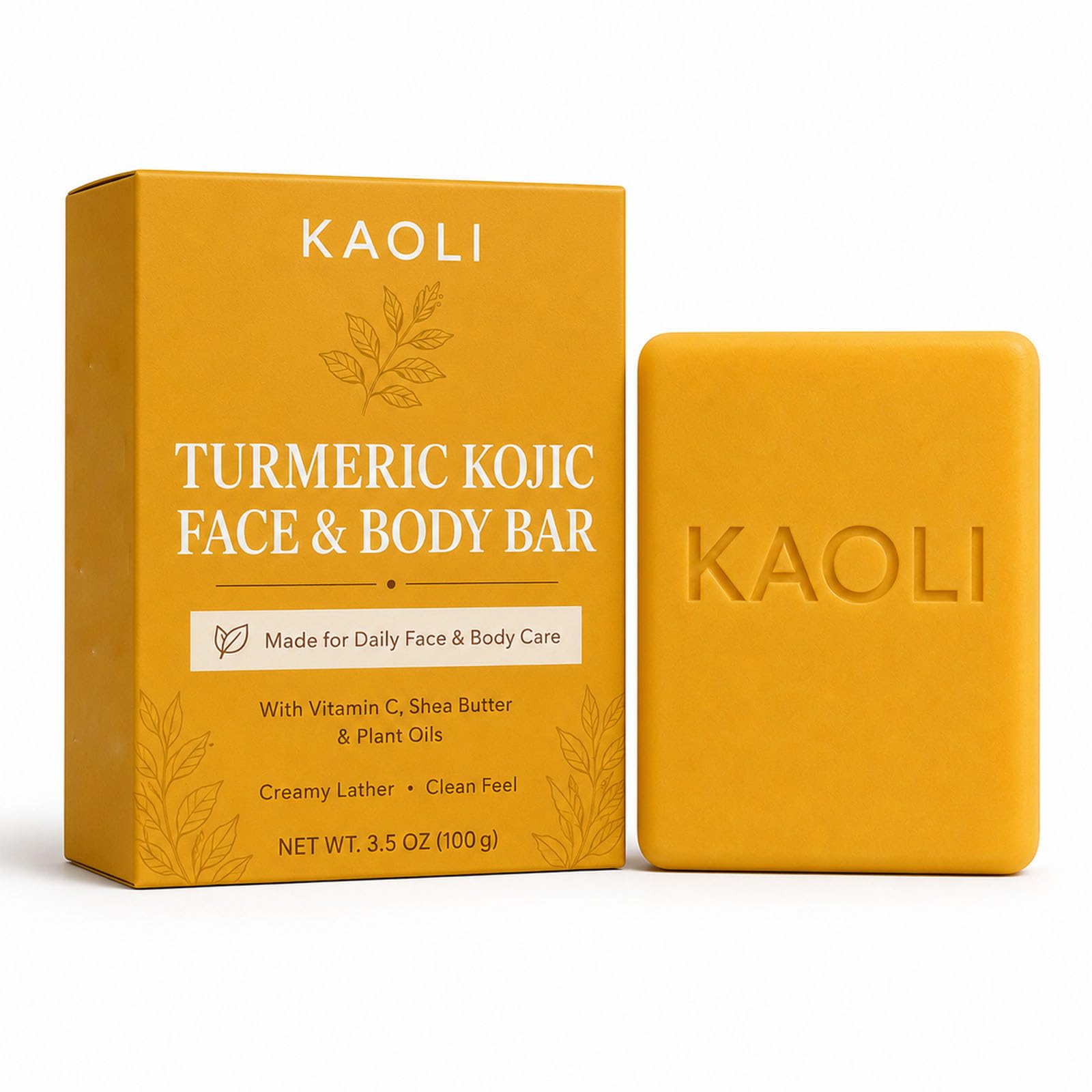 Kaoli front packaging of turmeric cleansing bar showing label and 100g size benefit