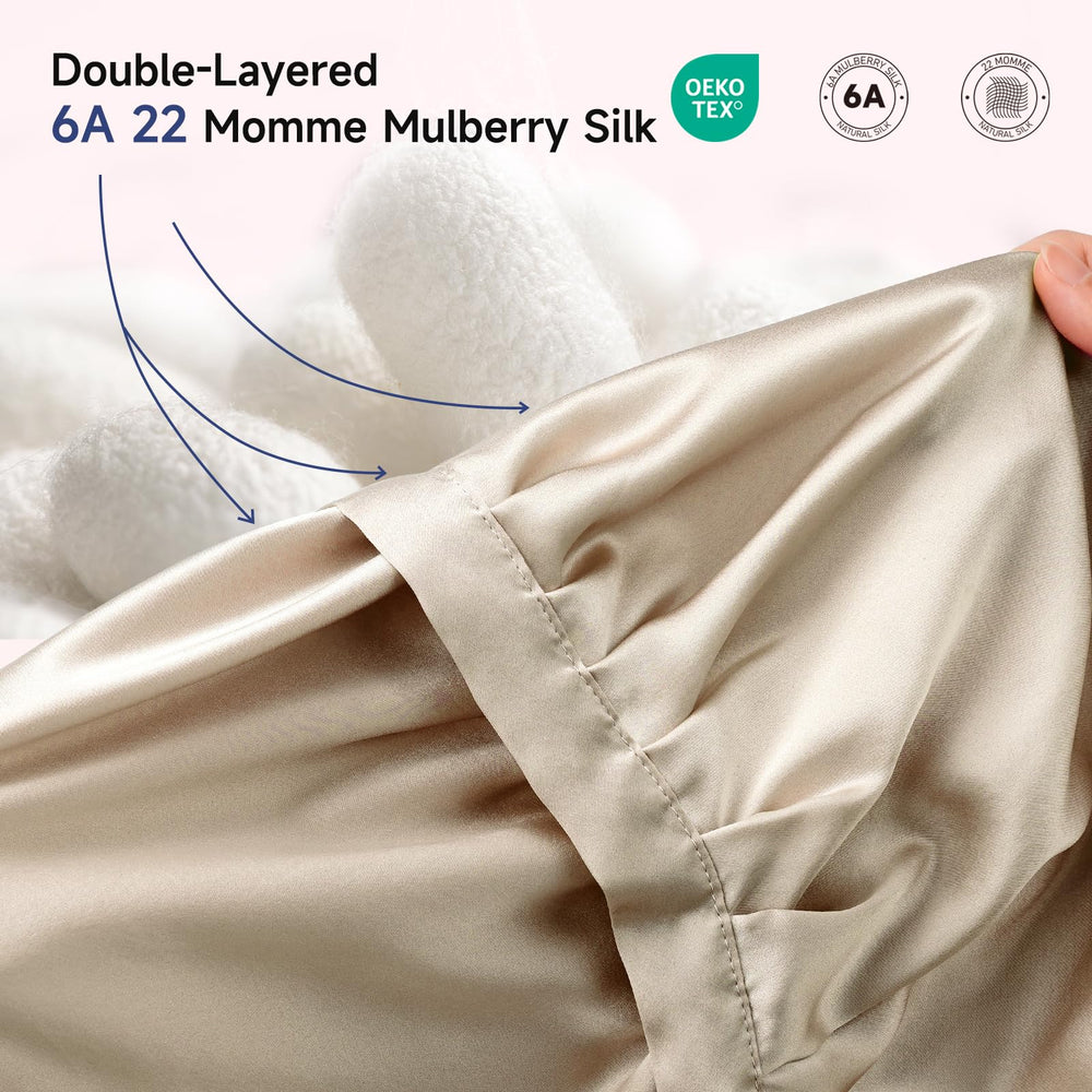Kaome close-up of inner 22 momme mulberry silk lining with breathable texture