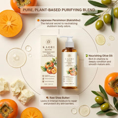 Kaori Bloom label detail showing ingredient list and persimmon extract benefits