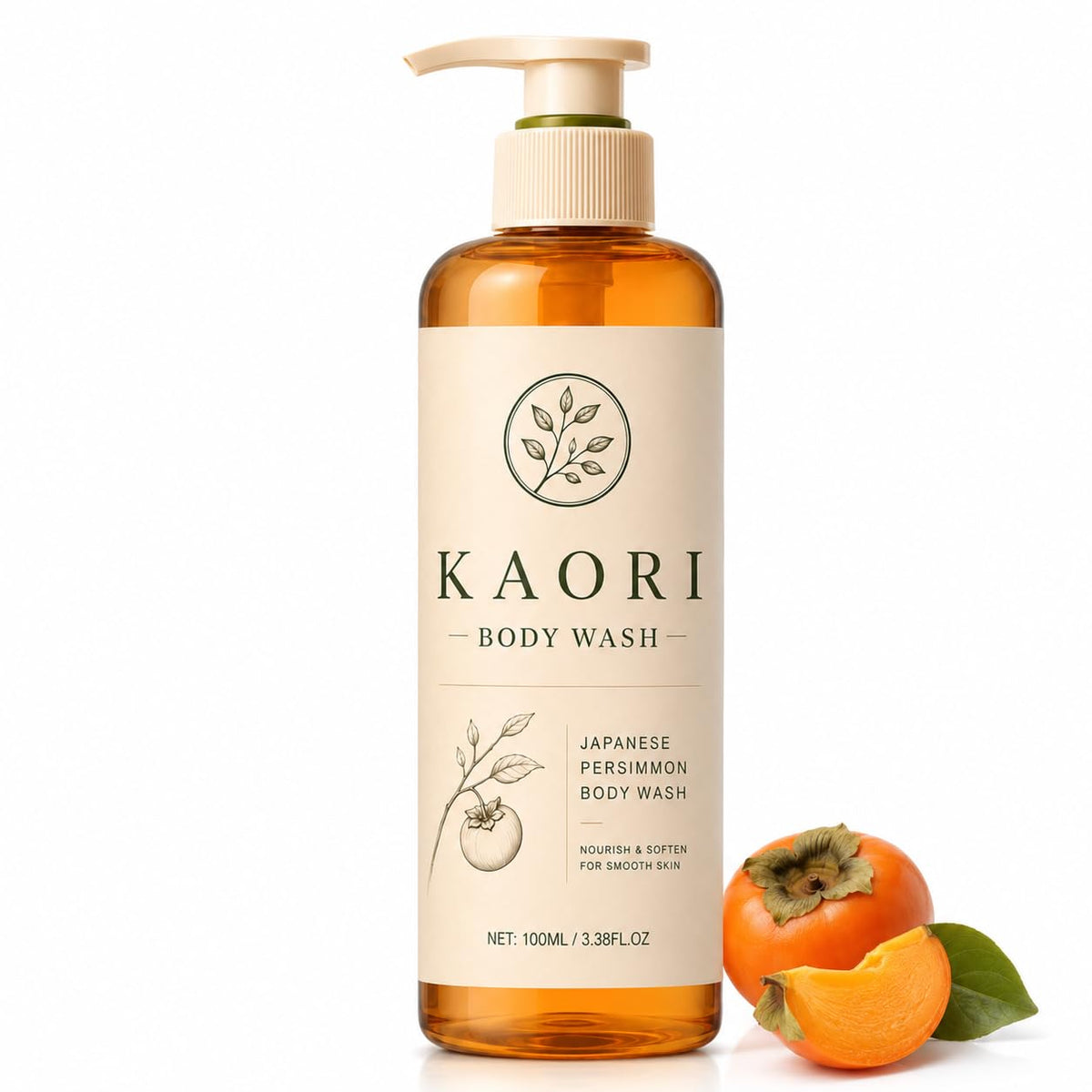 Kaori Body Wash front bottle showing compact 100ml size and packaging benefit