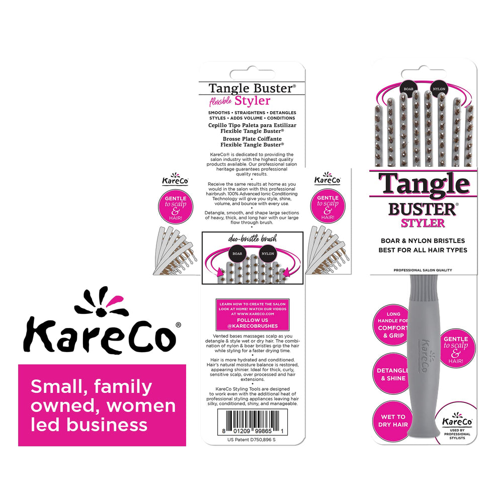 KareCo brush held in hand to show scale and easy portability benefit