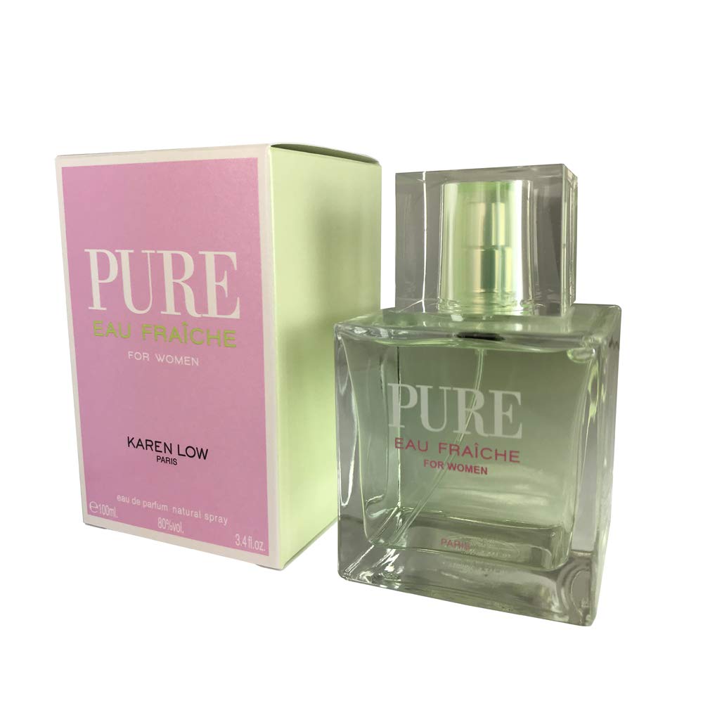 Karen Low bottle front view showing elegant label and convenient spray for consistent wear