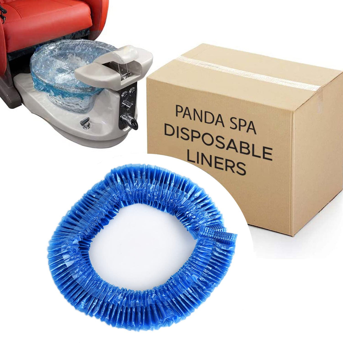 Karlash PandaSpa front packaging shows 100 blue liners and quick restock benefit