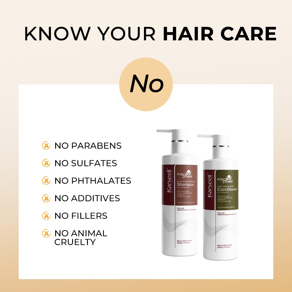 Karseell before and after comparison showing increased shine and reduced frizz