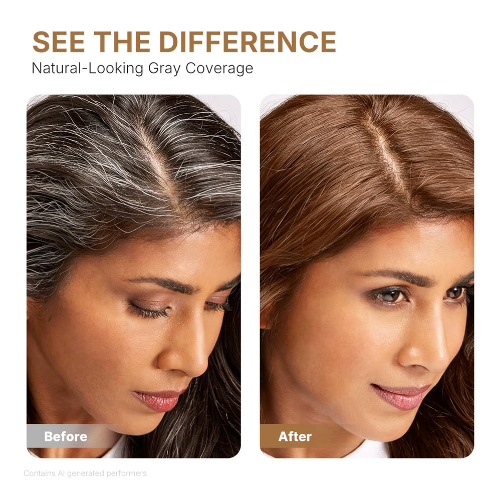 Karseell before and after split showing blended gray coverage benefit