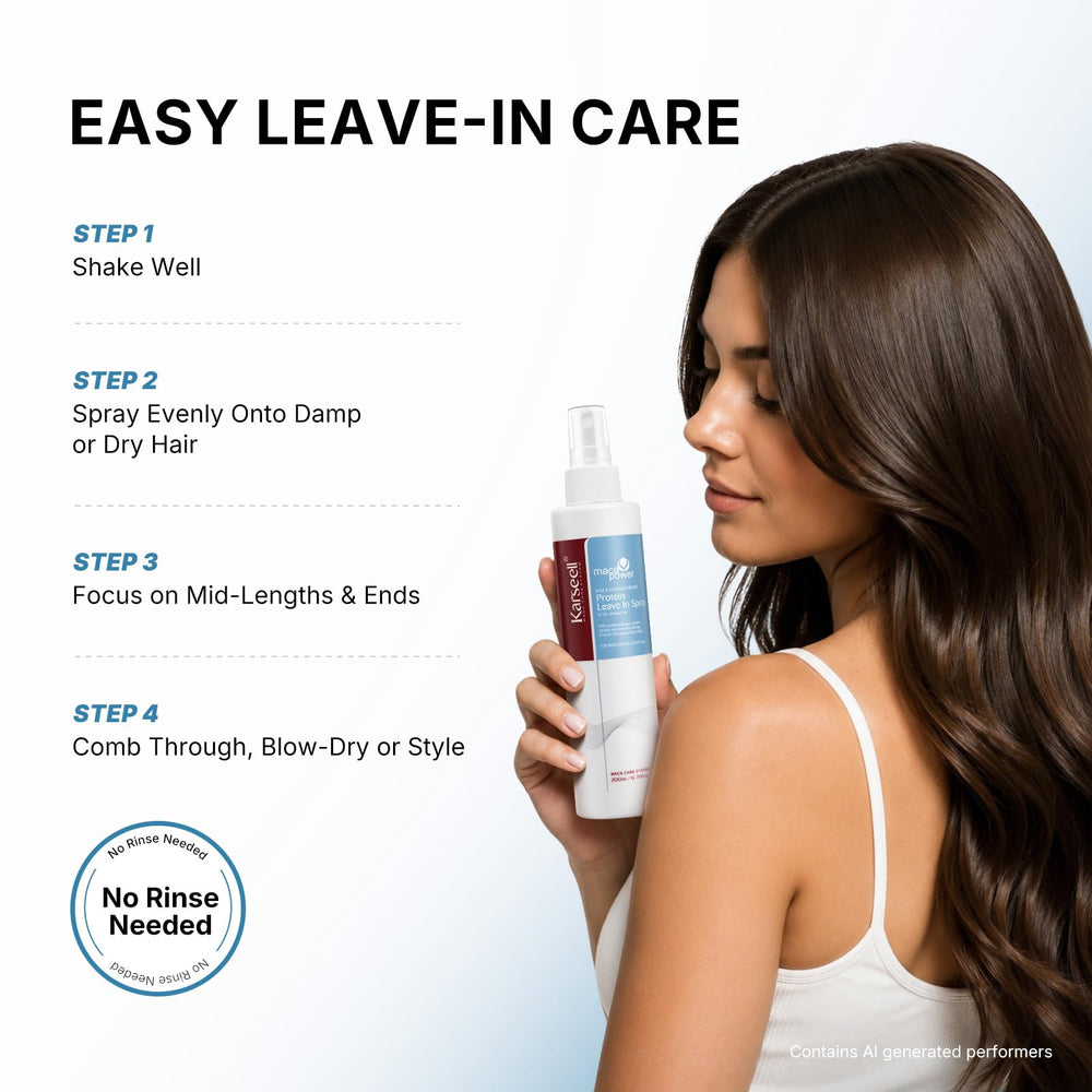Close-up of Karseell label highlighting protein repair formula benefits